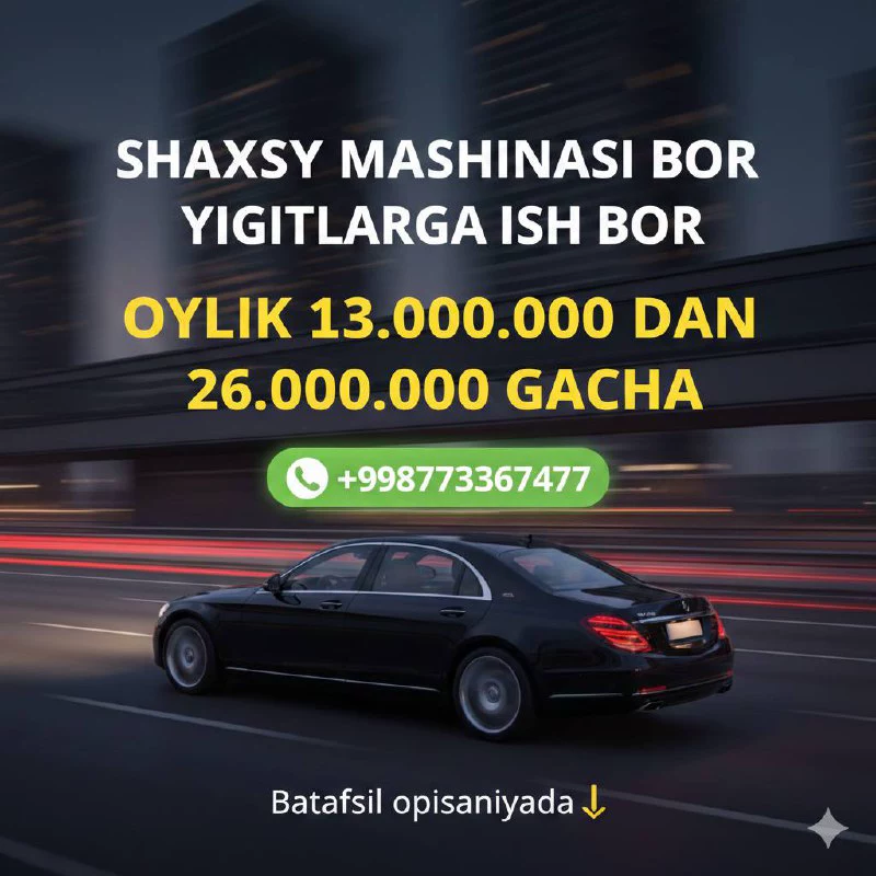 Toshkent shahrida yashovchi yigitlar uchun