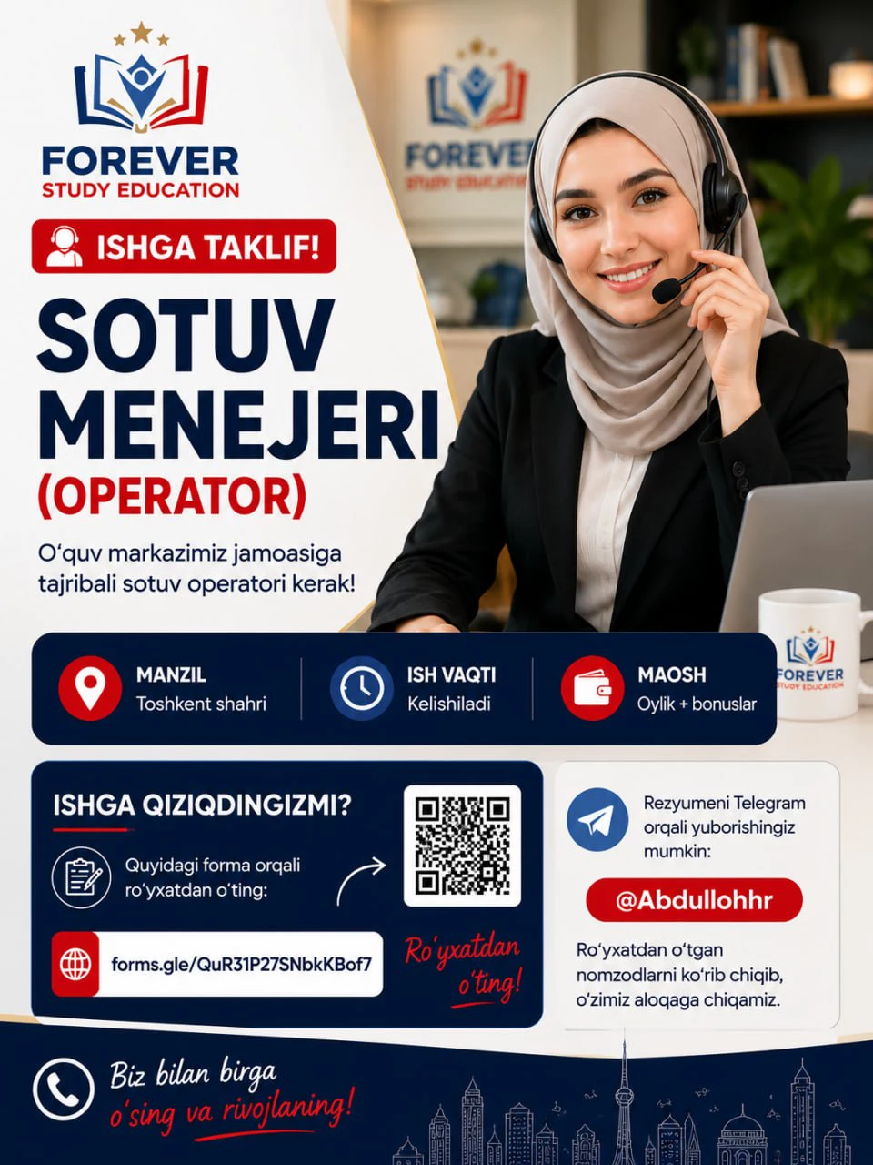 Sotuv menejeri (operator) kerak