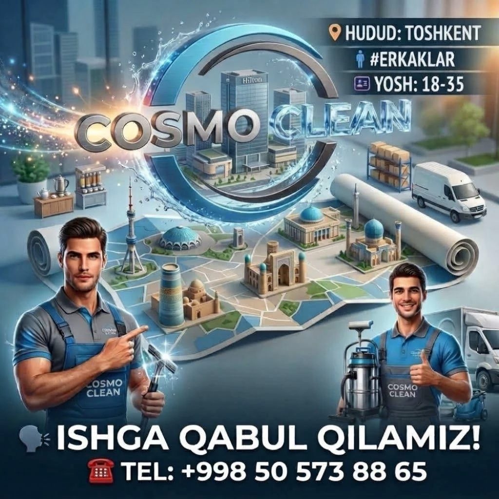 Cosmo clean гилам ювиш корхонасига ишчилар керак