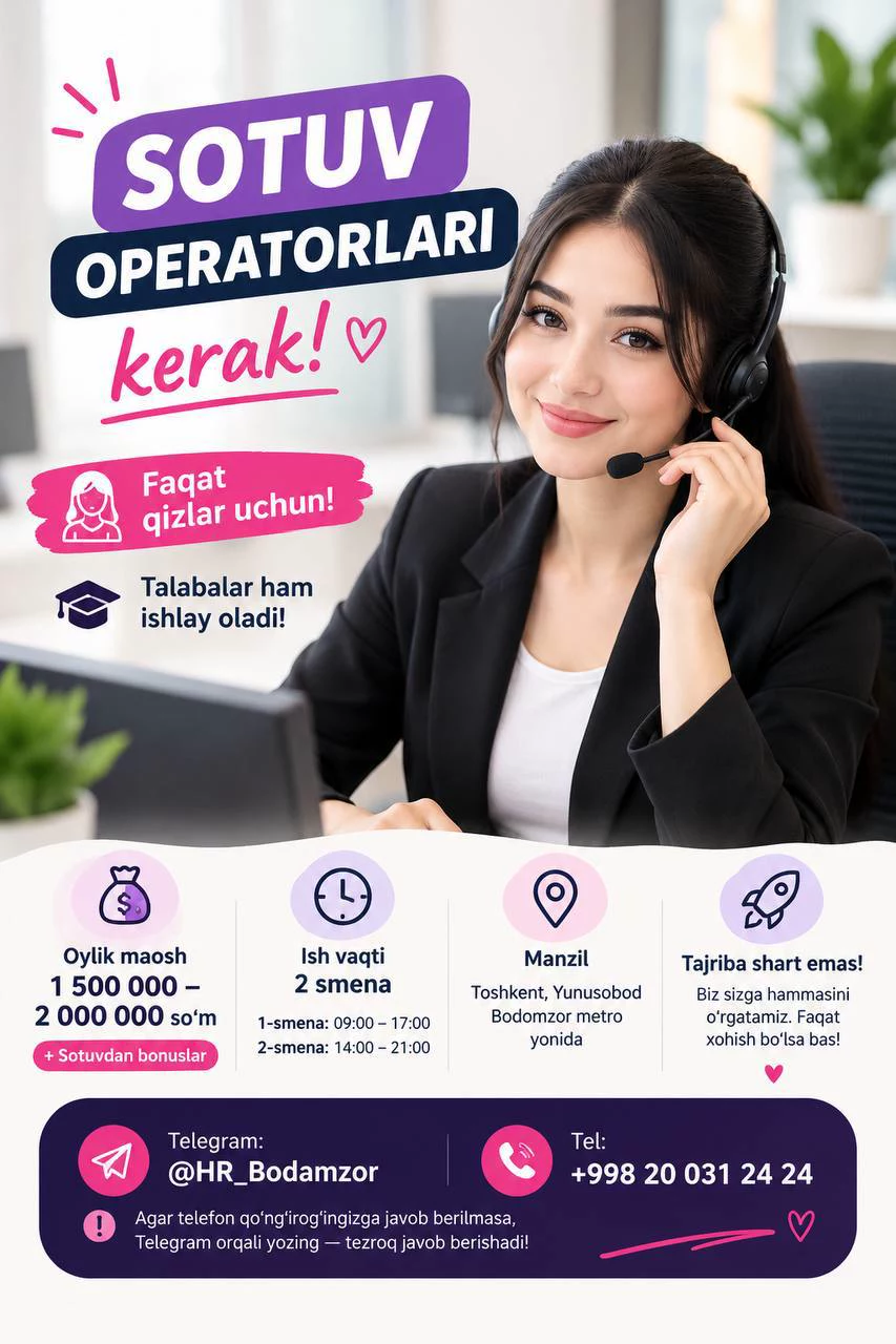 Sotuv operatori (qizlar)
